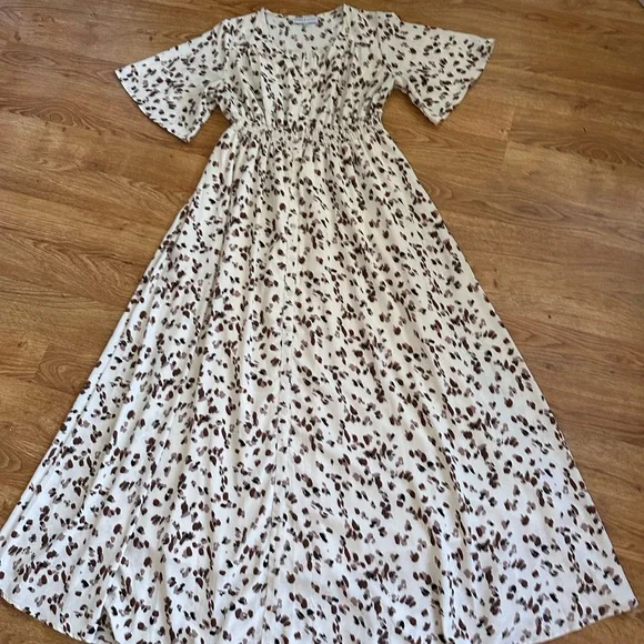 Piper & Scoot Cream Brown Maxi Dress S - Picture 15 of 15